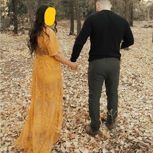 Photoshoot Outfit Yellow Lace Dress